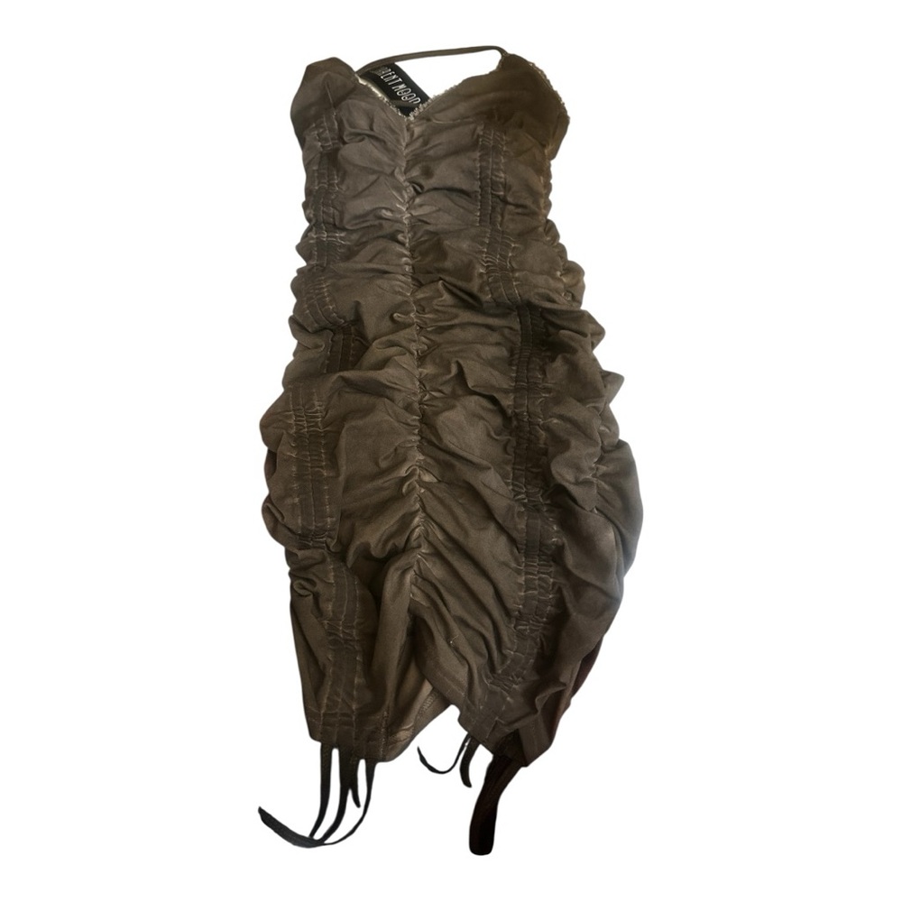 Dolls Kill Current Mood Asymmetrical body con ruched Brown Dress
